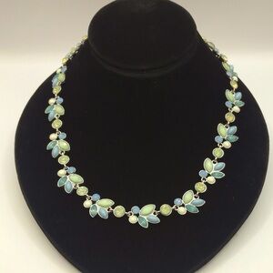 Delicate Pastel Leaf Necklace - Blue & Green